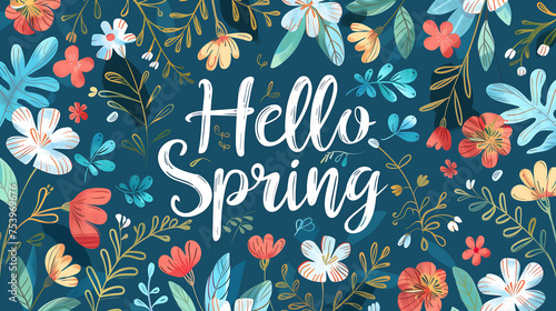 Hello Spring card with colorful floral design