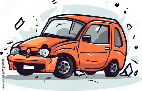 High Quality Vector Graphic Illustrating a T Bone Collision on a City Street Corner