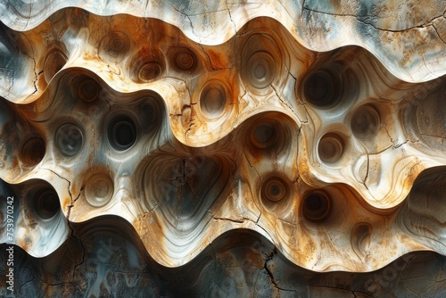 This mesmerizing image displays abstract patterns that closely resemble a collection of eyes, crafted from a variety of rock textures