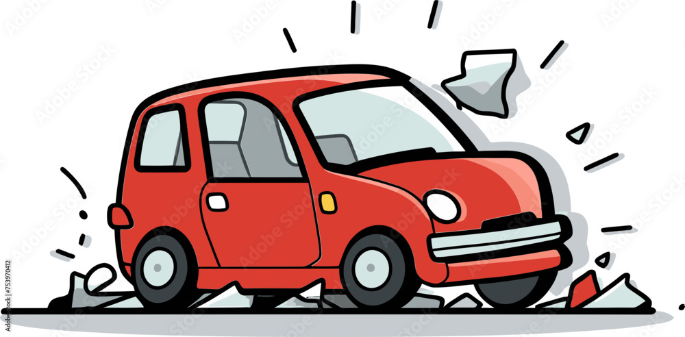 Illustration of a Vehicle Accident Involving a Police Car in Pursuit