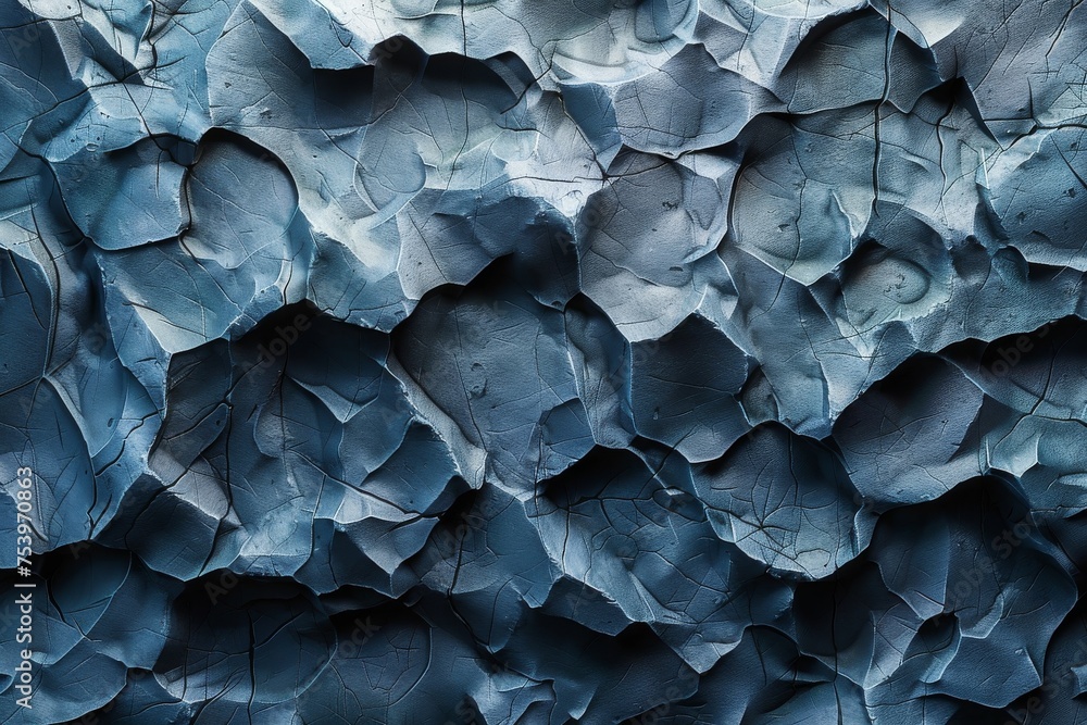 This image shows an intense, deep blue surface with an intricate pattern of cracked paint, suggesting themes of decay This image shows an intense, deep blue surface with an intricate pattern of cracked paint, suggesting themes of decay
