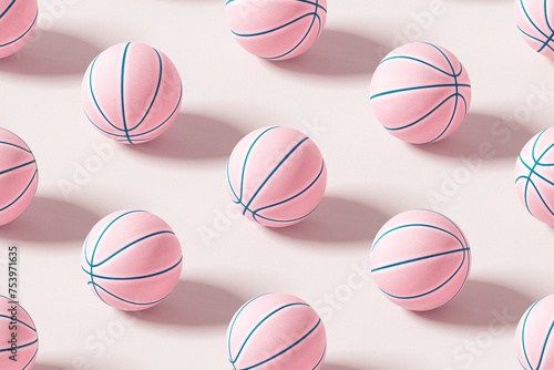The pattern of Pink Basketball Balls on a Pink Background photo