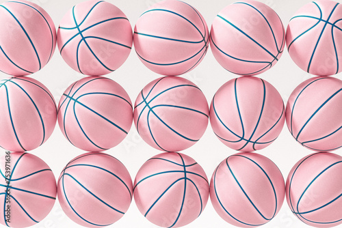 Pastel Pink Basketball Balls Background