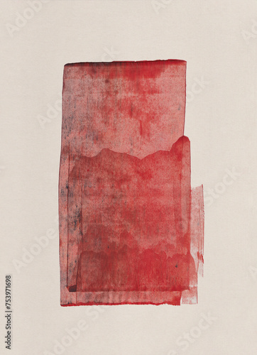 A red layered acrylic mono-print