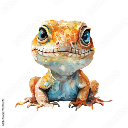 cute lizard vector illustration in watercolour style