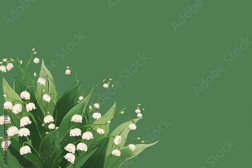 Lily of the Valley, drawing, copy space. Generative AI