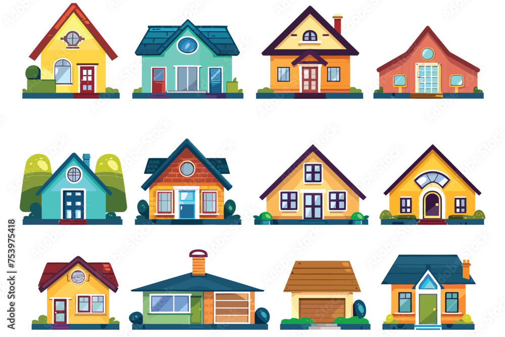 Set of vector houses isolated vector style