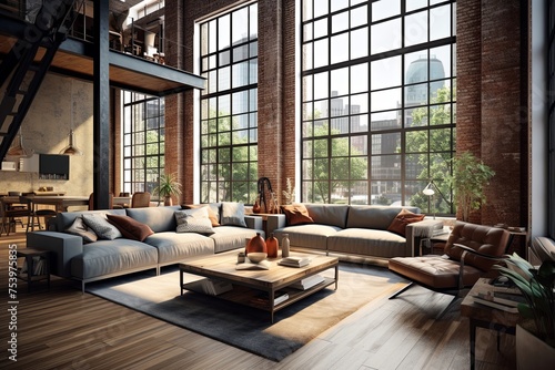 Urban Chic Loft Living: Exquisite High Ceilings and Abundant Natural Light