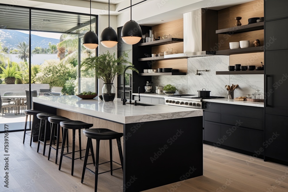 Contemporary Californian Kitchen Concepts: Bold Black Fixtures, Contrast, and Style