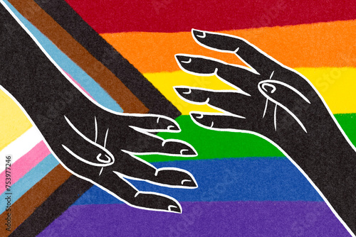 Progress pride flag and hands photo