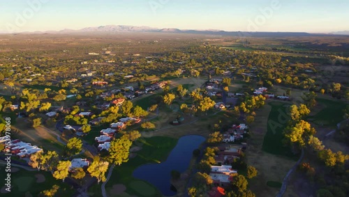 Drone over golf course photo