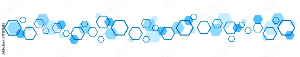 Blue hexagon divider border banner web business technology decoration illustration vector
