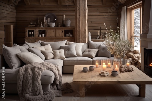 Rustic Wood Furniture and Soft Throws: Cozy Chalet Living Room Ideas