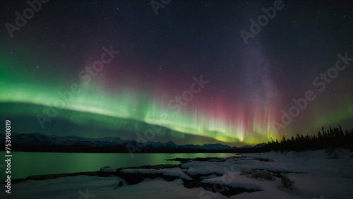 Wallpaper Mural aurora borealis over the lake Torontodigital.ca