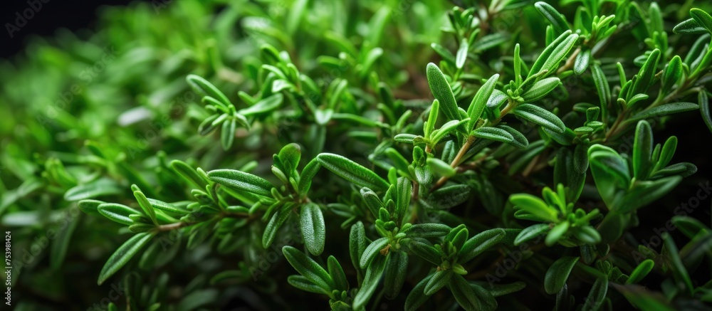 This close-up shot showcases the vibrant green leaves of a plant in detail, highlighting their texture and color under natural light. The plant appears healthy and thriving.
