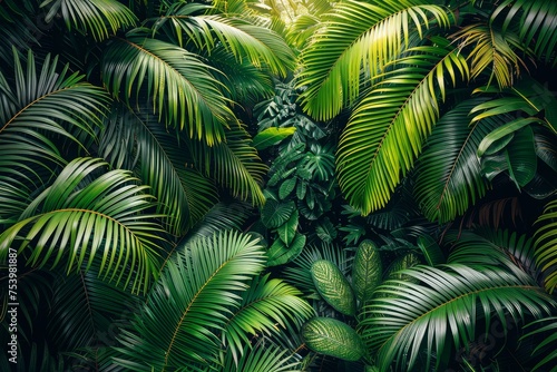 Closeup of Palm Trees jungle.