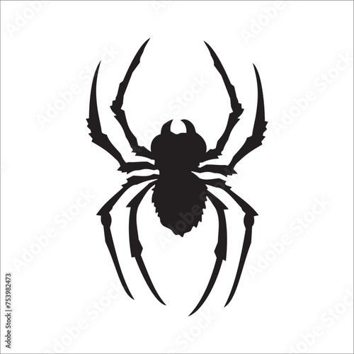 Vector silhouette of a black spider on a white background 