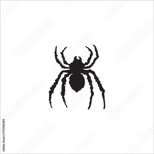 Vector black silhouette of hairy and deformed spider can be used as graphic design 