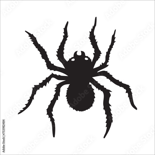 Vector black silhouette of small hairy spider can be used as graphic design and sticker 