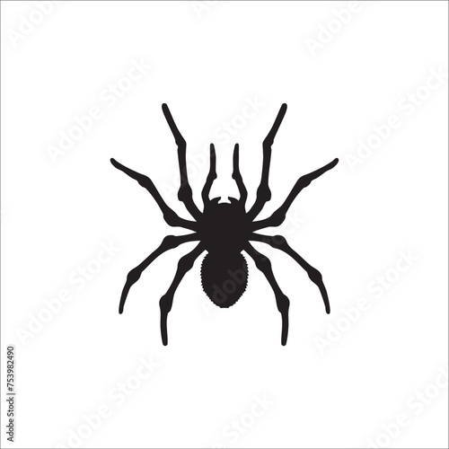 Vector black silhouette of tarantula on white background can be used as graphic design 