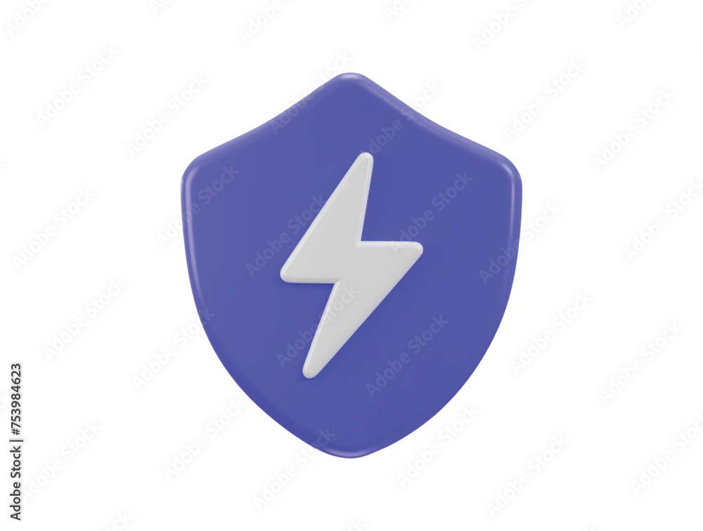 3d flash bolt lightning and shield icon, protection symbol vector icon illustration 3d flash bolt lightning and shield icon, protection symbol vector icon illustration