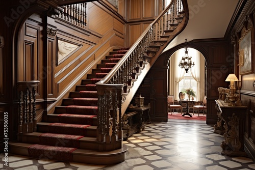 Victorian Heritage: Grand Staircase and Period Details in Heritage Hallway Concept