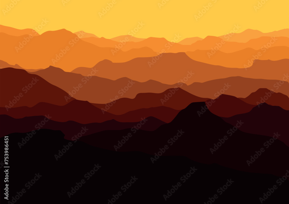 mountains panorama vector. Vector illustration in flat style.
