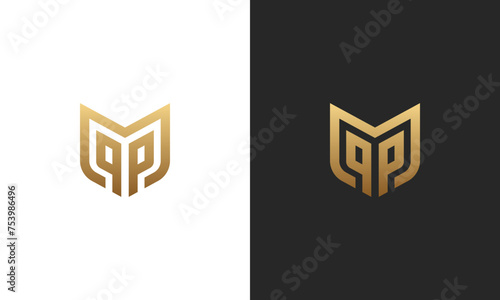 Monogram p m pm mp pmp ppm logo template for security guard guardian outsourcing bussines