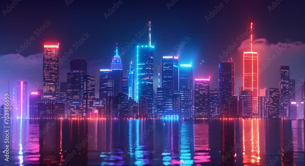 Neon cityscape, futuristic vibe