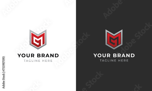 Monogram gm mg g m shield logo template for security guard outsourcing bussines