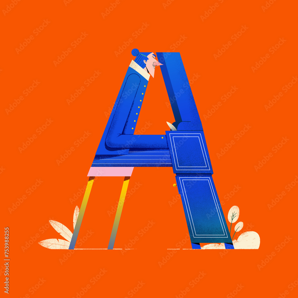A Modern Take on the Letter A: An Illustration of a Man at His Desk