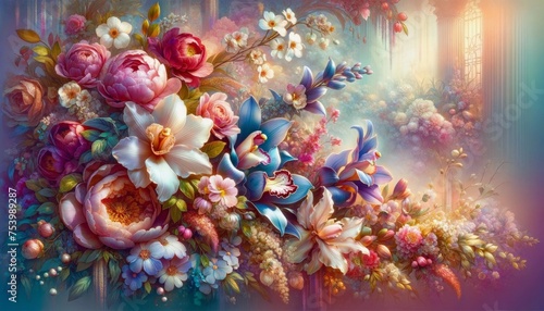 Vibrant Floral Array: Magical Light Illumination