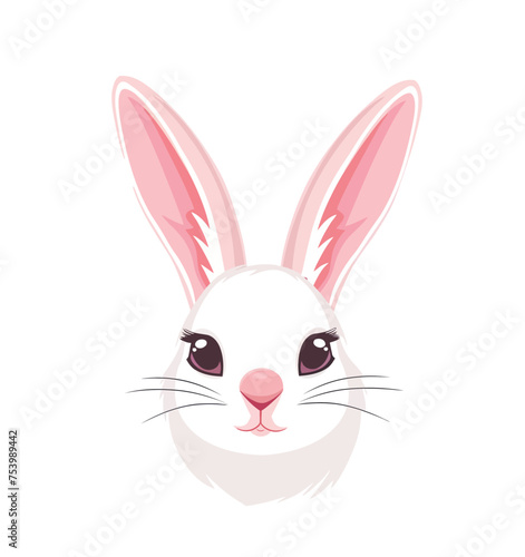 a white rabbit's face with a pink nose © Thuan