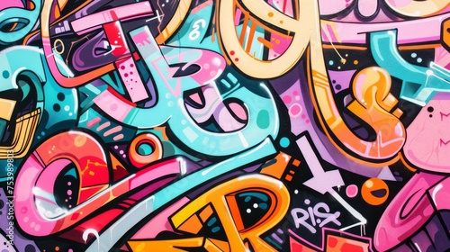 Graffiti spelling out inspirational quotes in creative lettering styles  surrounded by abstract elements