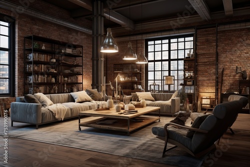 Chic Industrial Loft Living Room Ideas: Track Lighting & Focused Illumination