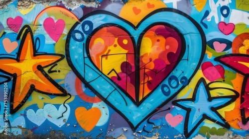 Peace and love-themed graffiti with symbolic imagery, promoting harmony in a community space