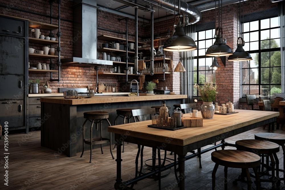 Chic Industrial Kitchen: Contemporary Designs with Industrial Elements