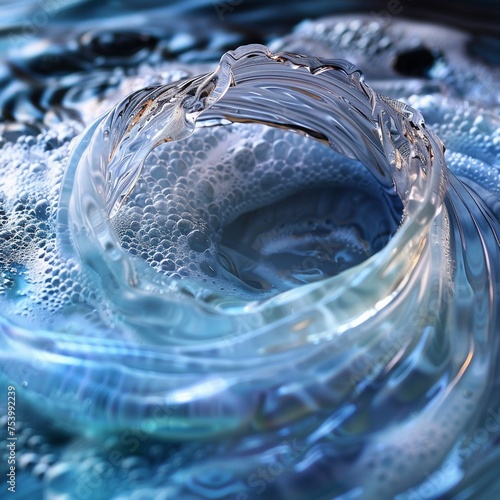 Closeup on the swirling water of a washing machine photo