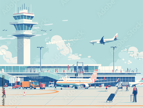 Sky full of clouds above an airport with aircraft parked on the tarmac