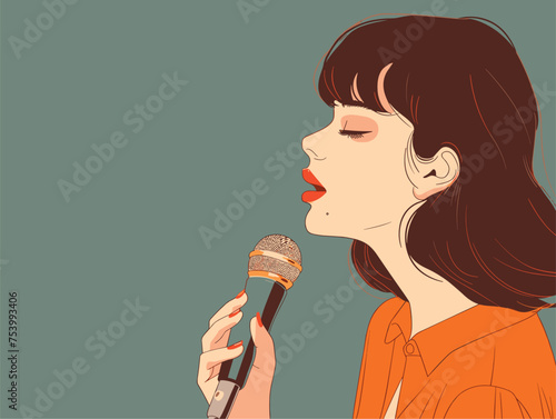 A woman sings passionately, her eyes closed, holding the microphone