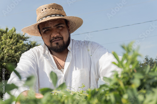 Daylight agricultural worker portrait photo