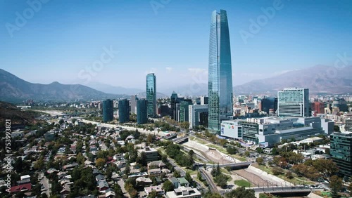 Toma aérea Distrito Financiero Santiago de Chile photo