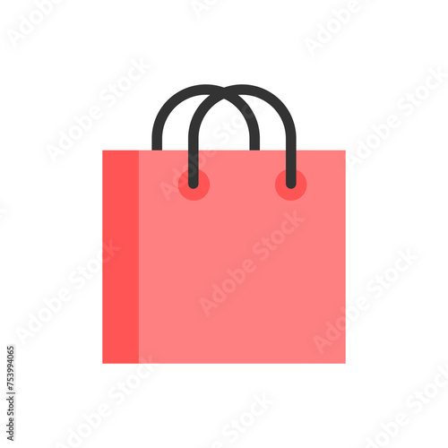 Red Paper Shopping Bag Icon Transparent Background. Simple Web and Mobile Vector Illustration.
