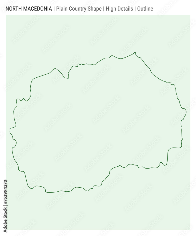 Macedonia plain country map. High Details. Outline style. Shape of Macedonia. Vector illustration.