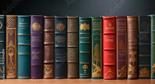 Classic book collection, spines with side text area photo