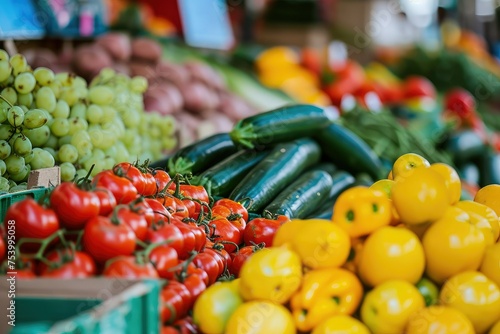 Farmers Market: Colorful Display of Fresh Produce at a Local Market.