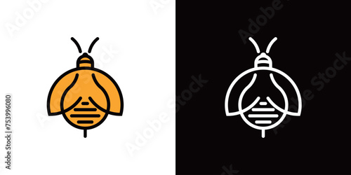 Firefly insect with electric light bulb lamp logo designd, creative, idea
