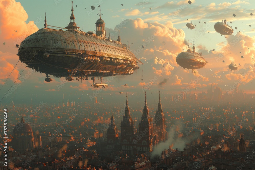 The Ascension of the Steampunk Airship: A Majestic Voyage Through Cloudscapes, Steampunk airship in the clouds The Ascension of the Steampunk Airship: A Majestic Voyage Through Cloudscapes, Steampunk airship in the clouds