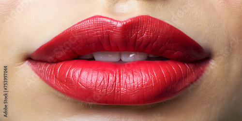 Lips Adorned In Red Lipstick