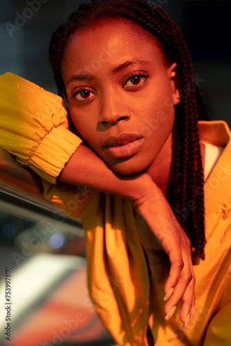 Portrait of a Woman in a yellow sports jacket photo